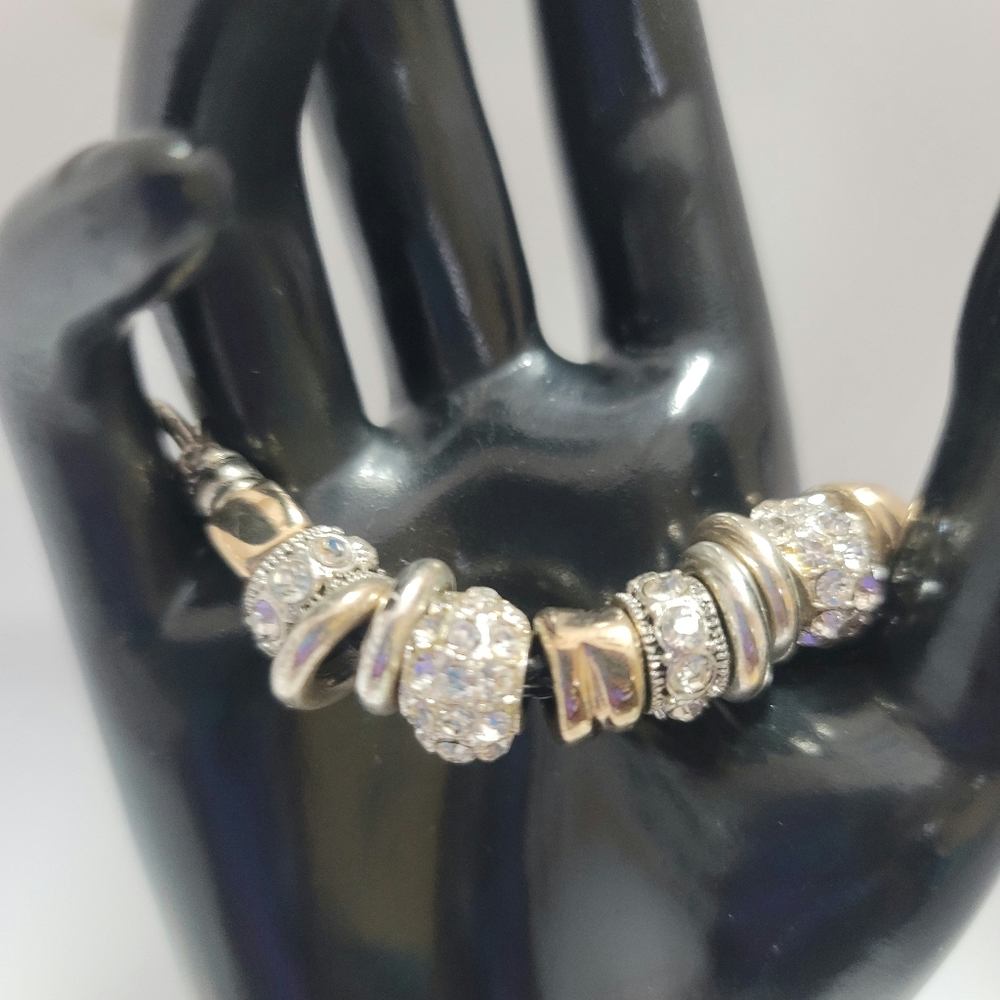 Brighton Look Crystal and Gold Tone  Bracelet on Rope Cord